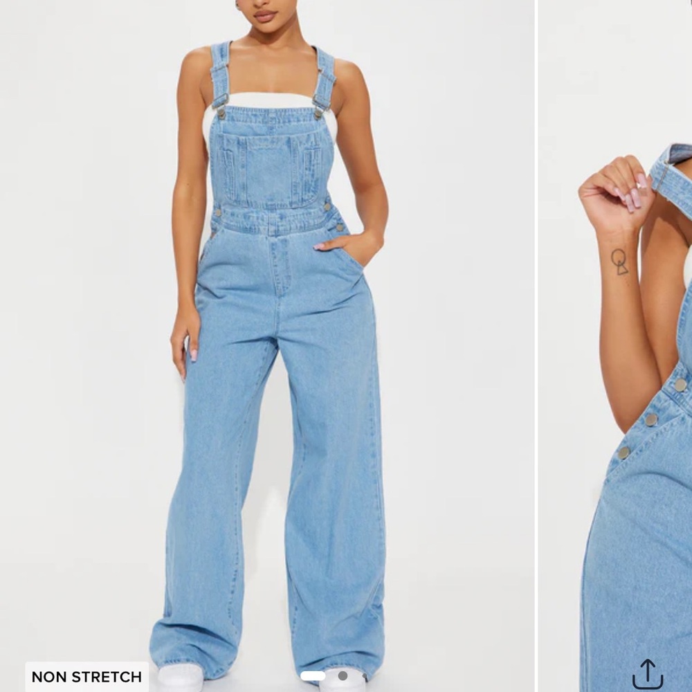Fashion Nova Light Blue Denim Jumpsuit